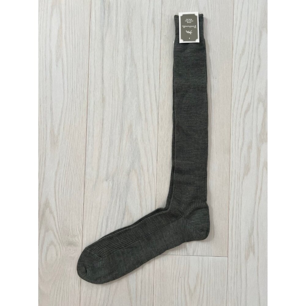 Pantherella Long Fine Wool Blend Rib Socks Khaki Mix